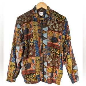 Vintage Halsey Jacket Zipup Brown Beaded Detailing Size Small 90s Sparkle